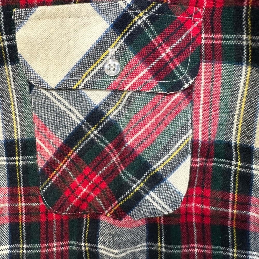 Vintage Backpacker Plaid Flannel Shirt Men Medium Red Green 70s/80s Long Sleeve - Picture 6 of 9